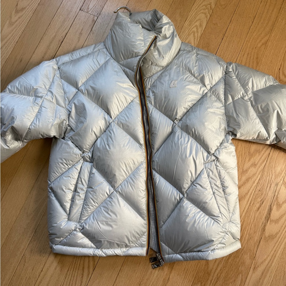 K-Way Metallic Silver Quilted Jacket